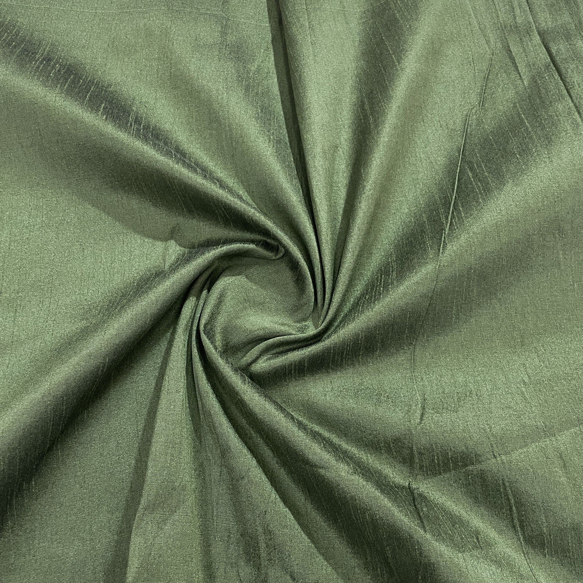 Jungle Green Solid Dupian Silk Fabric