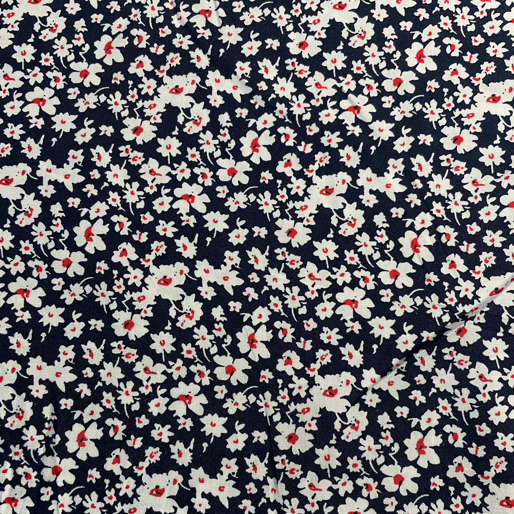 Exclusive Neavy Blue Floral Print Rayon Fabric