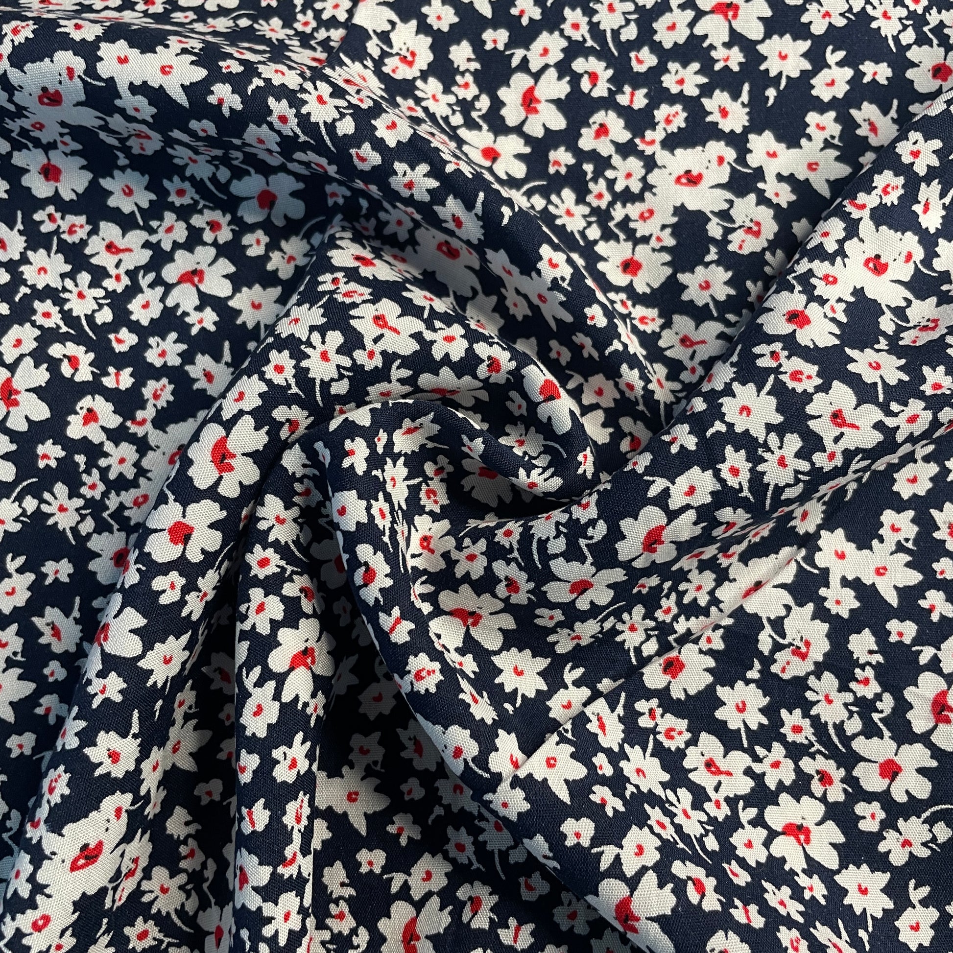 Exclusive Neavy Blue Floral Print Rayon Fabric