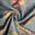 Premium Linen Organza Steal Blue Flower Print Fabric