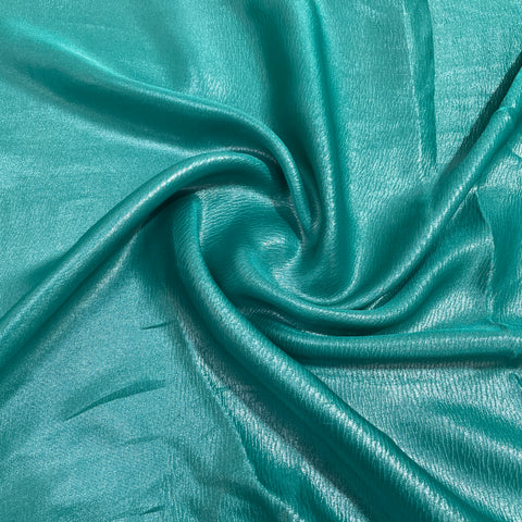 Green Solid Silver Shimmer Georgrette Satin - TradeUNO