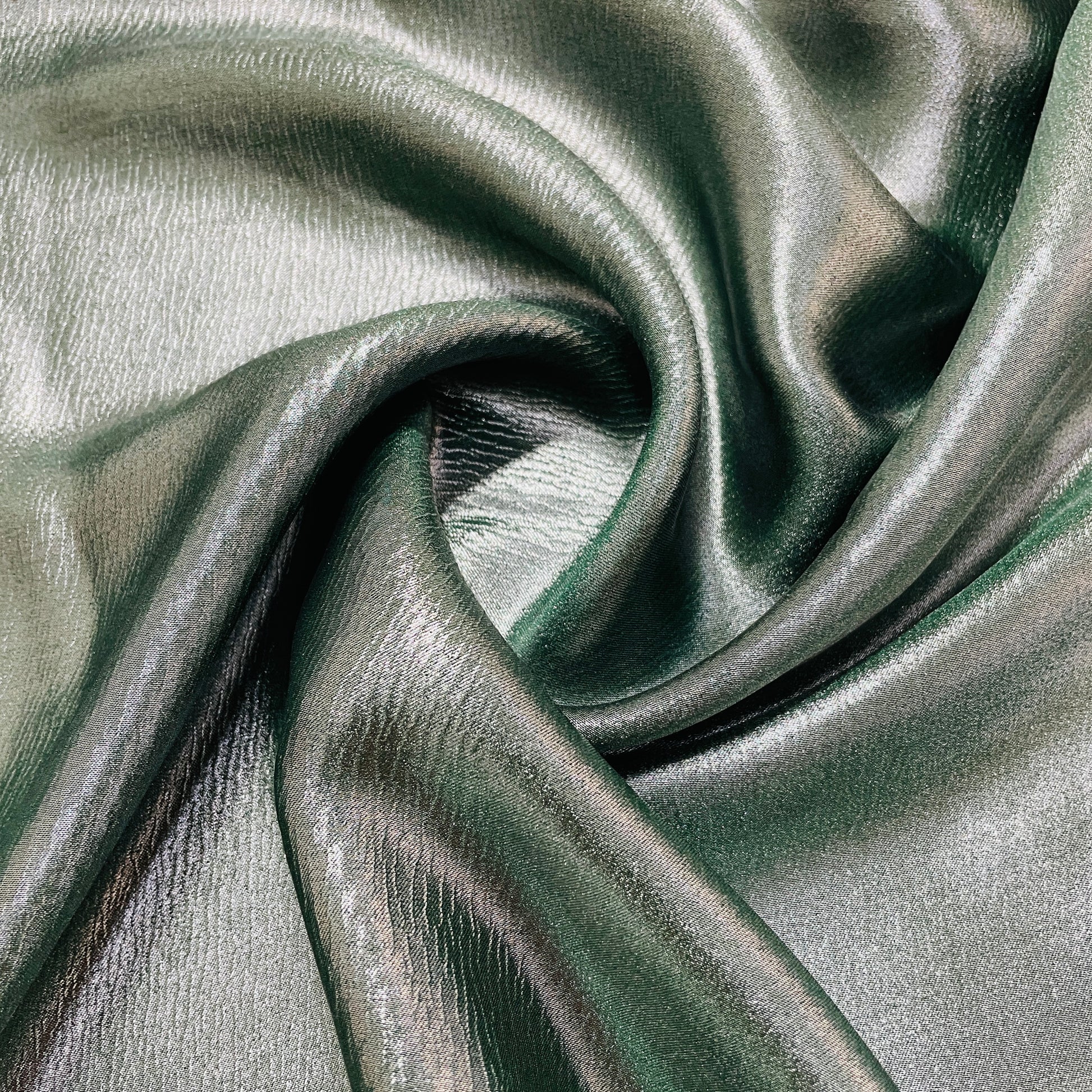 Dark Green Solid Silver Shimmer Georgrette Satin - TradeUNO