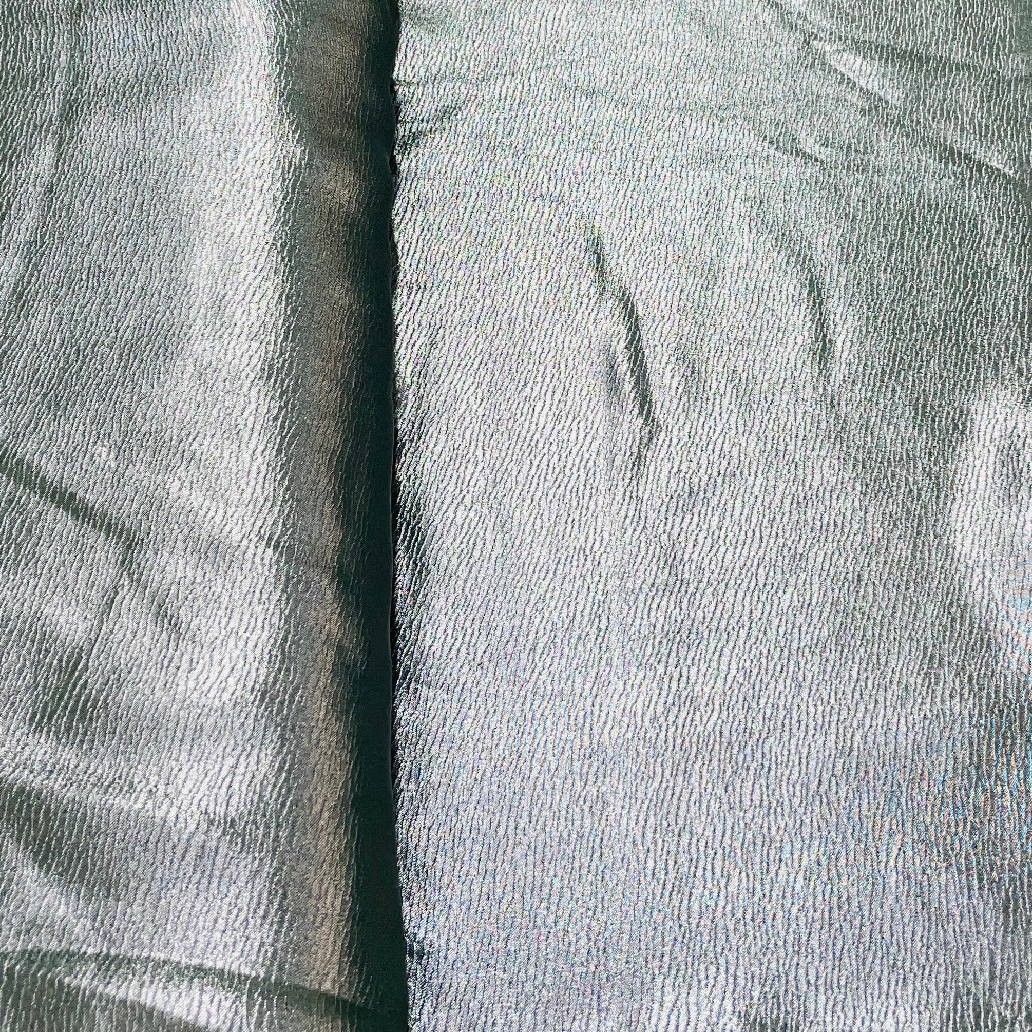 Dark Green Solid Silver Shimmer Georgrette Satin - TradeUNO