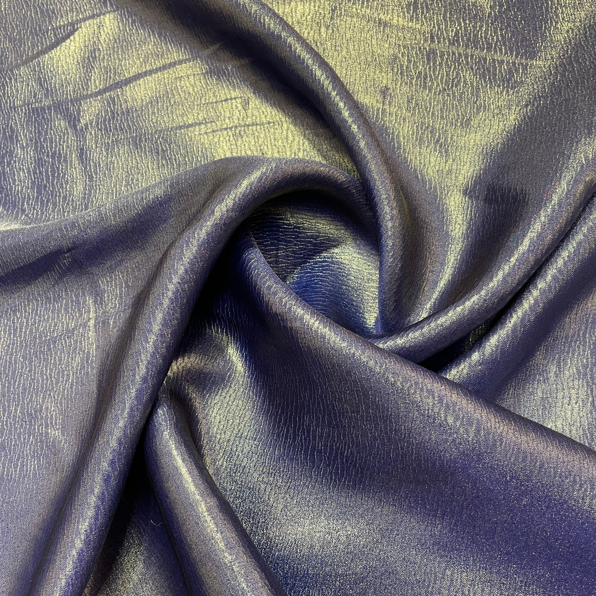 Navy Blue Solid Gold Shimmer Georgrette Satin - TradeUNO
