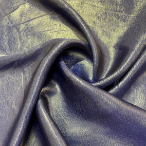 Navy Blue Solid Gold Shimmer Georgrette Satin - TradeUNO