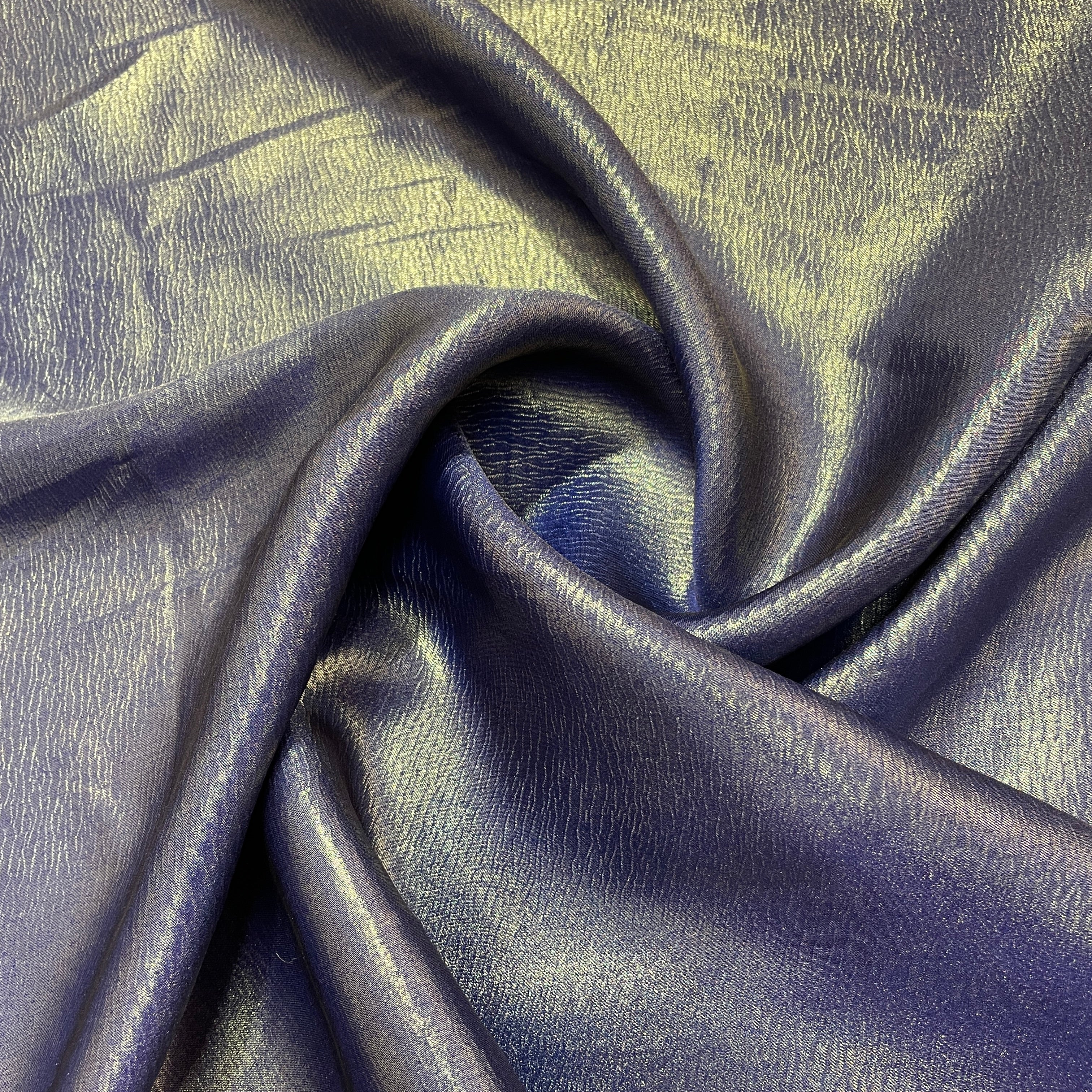 Navy Blue Solid Gold Shimmer Georgrette Satin - TradeUNO