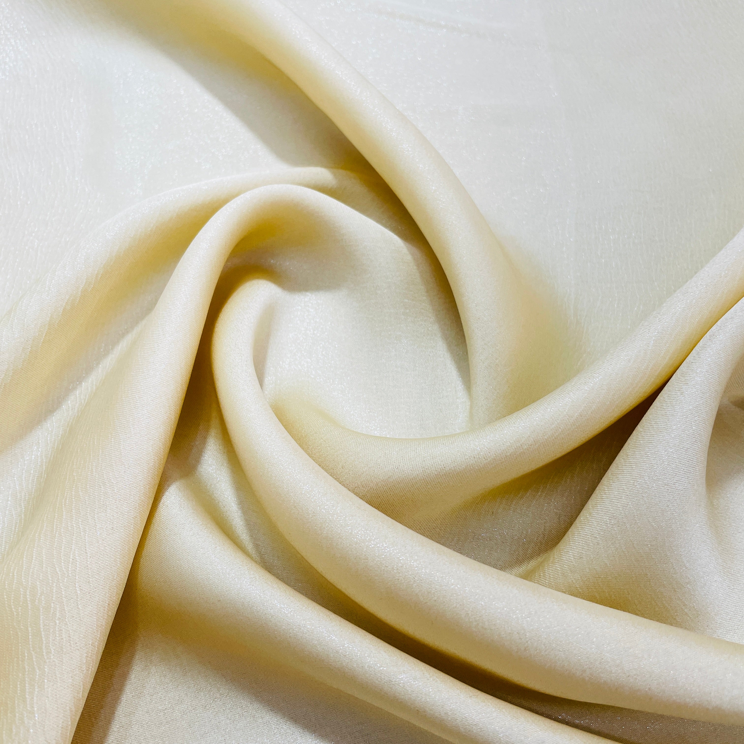 Cream Solid Silver Shimmer Georgrette Satin - TradeUNO