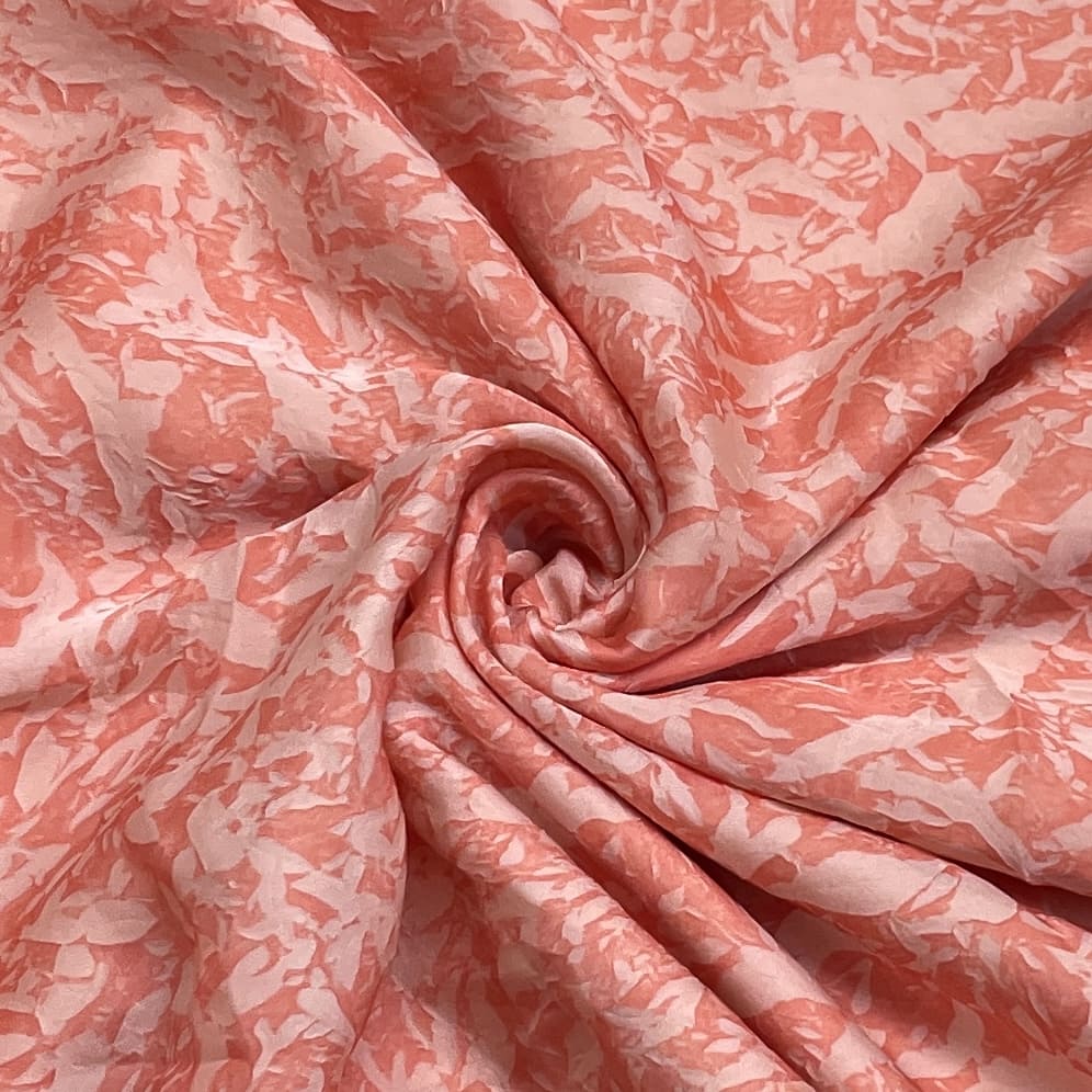Classic Salmon Pink Crushed Bemberg Silk Fabric
