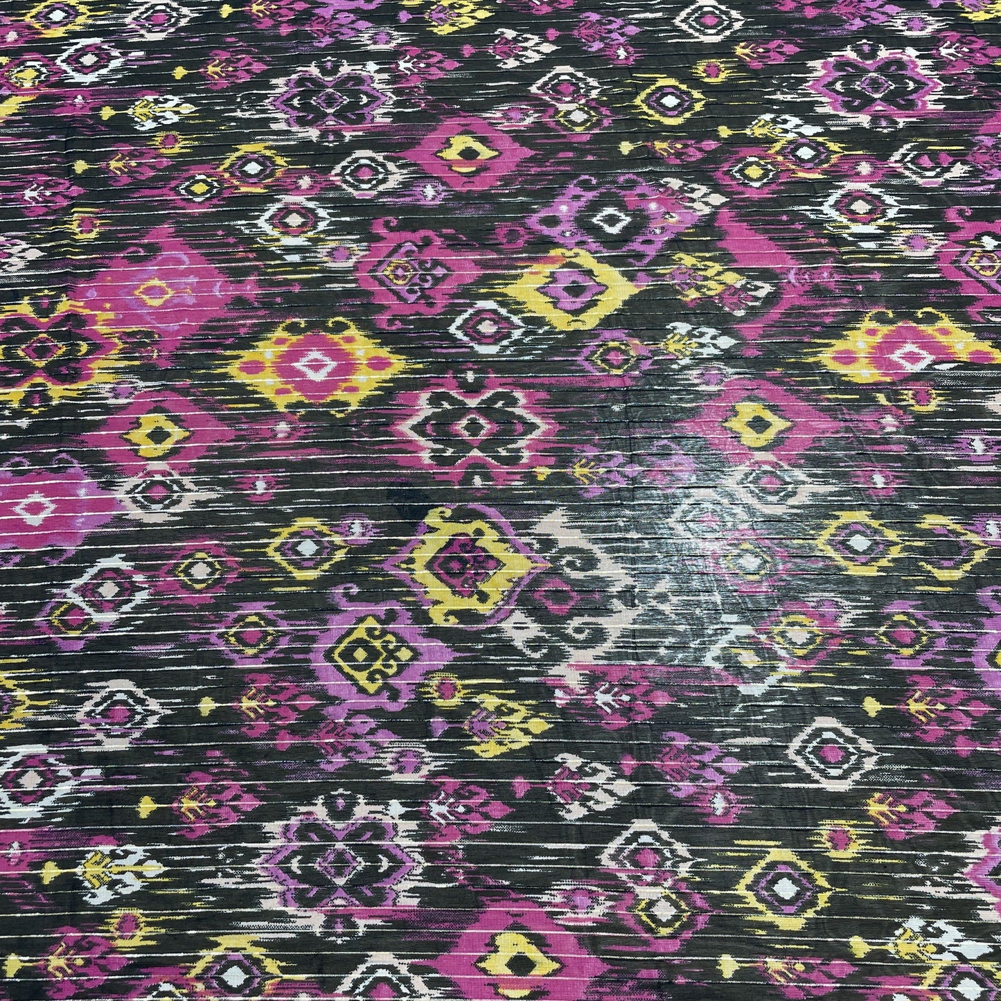 Premium Pink Black Ikkat Print Chiffon Fabric