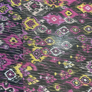 Premium Pink Black Ikkat Print Chiffon Fabric - TradeUNO