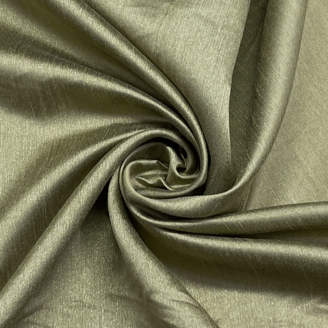 Premium Olive Green Solid Dupian Silk Satin Fabric