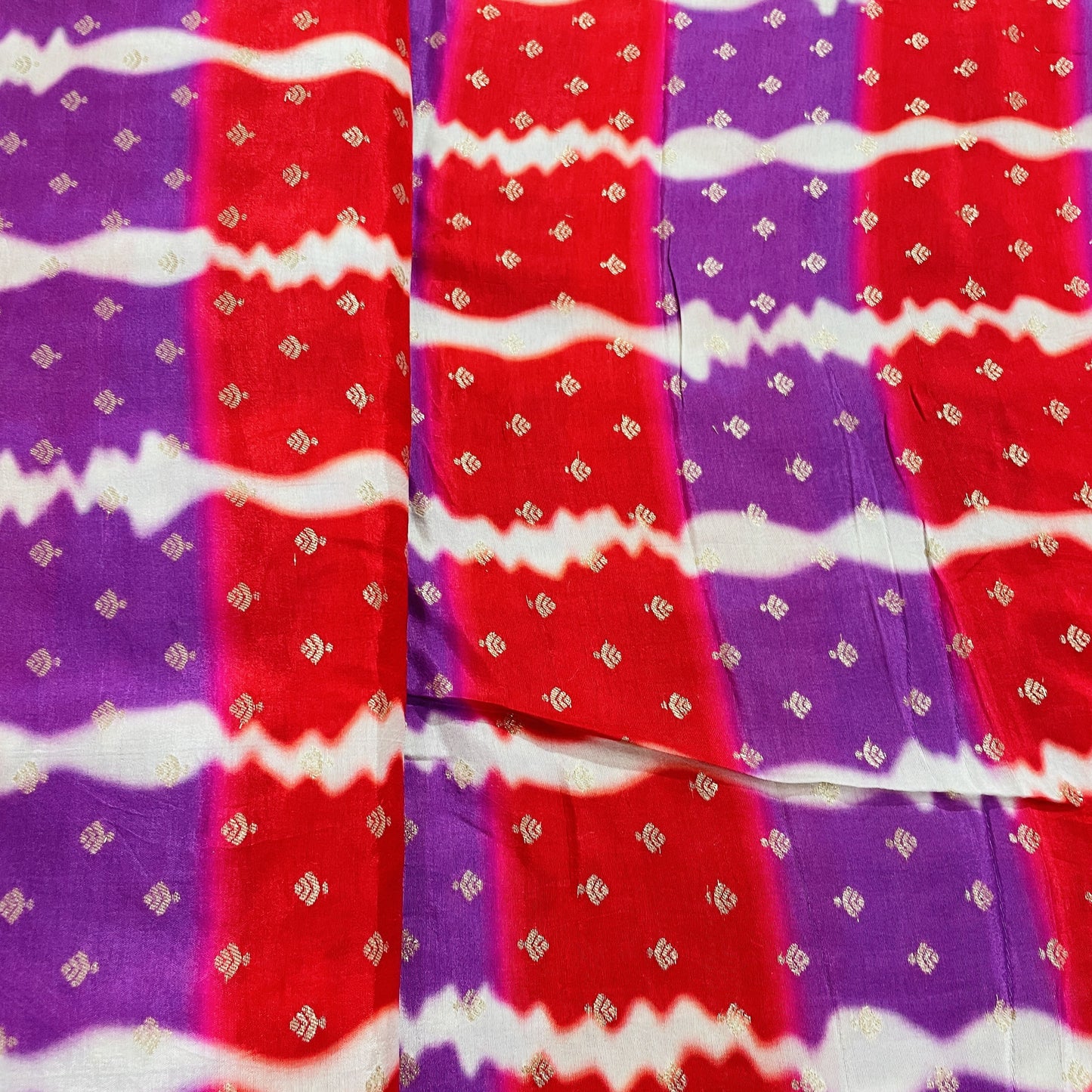 Purple & Red Shibhori Print Russian Jacquard Fabric