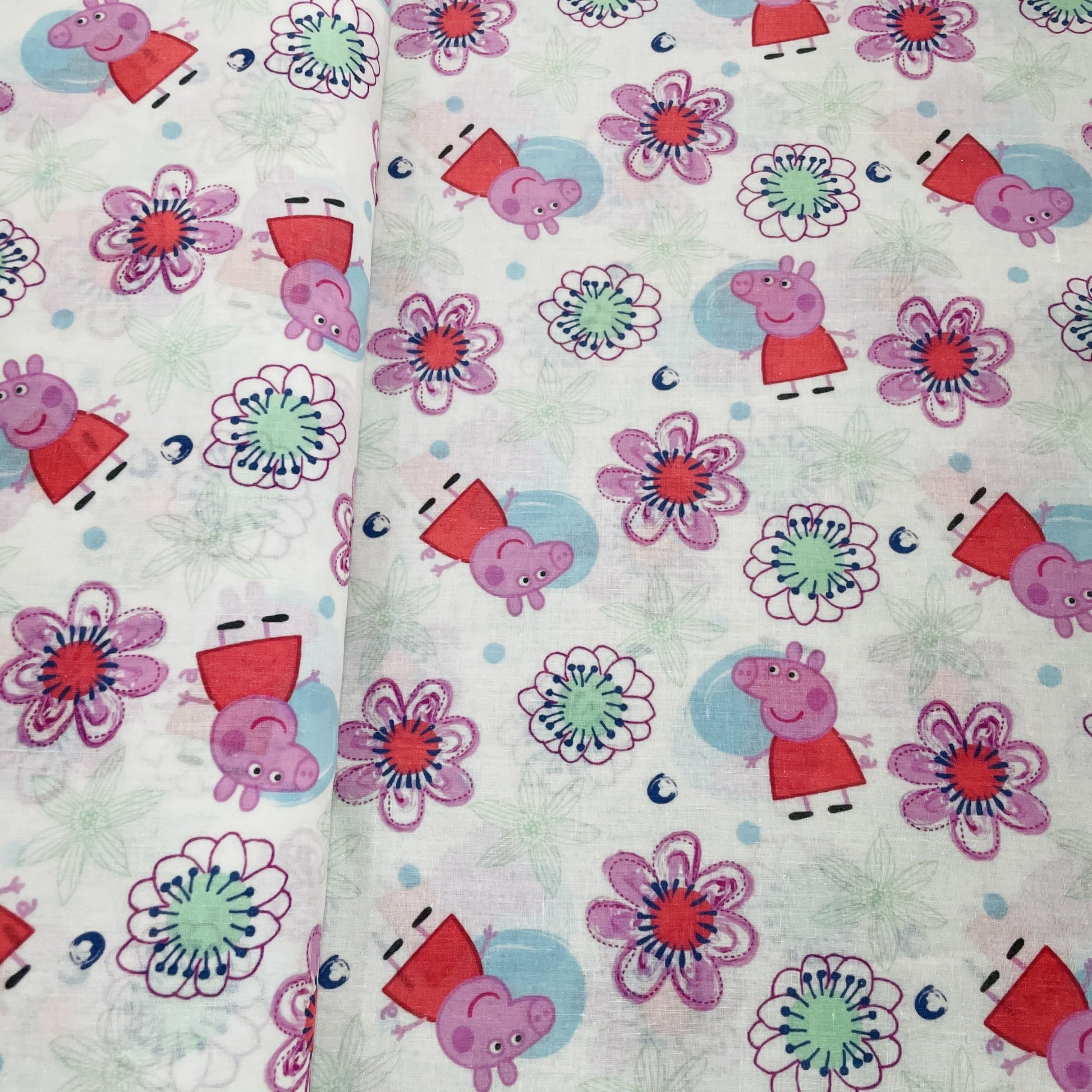 White Kids Print Cotton Fabric