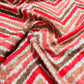 Red & Multicolor Chevron Embroidery Schiffli Cotton Schiffli Fabric
