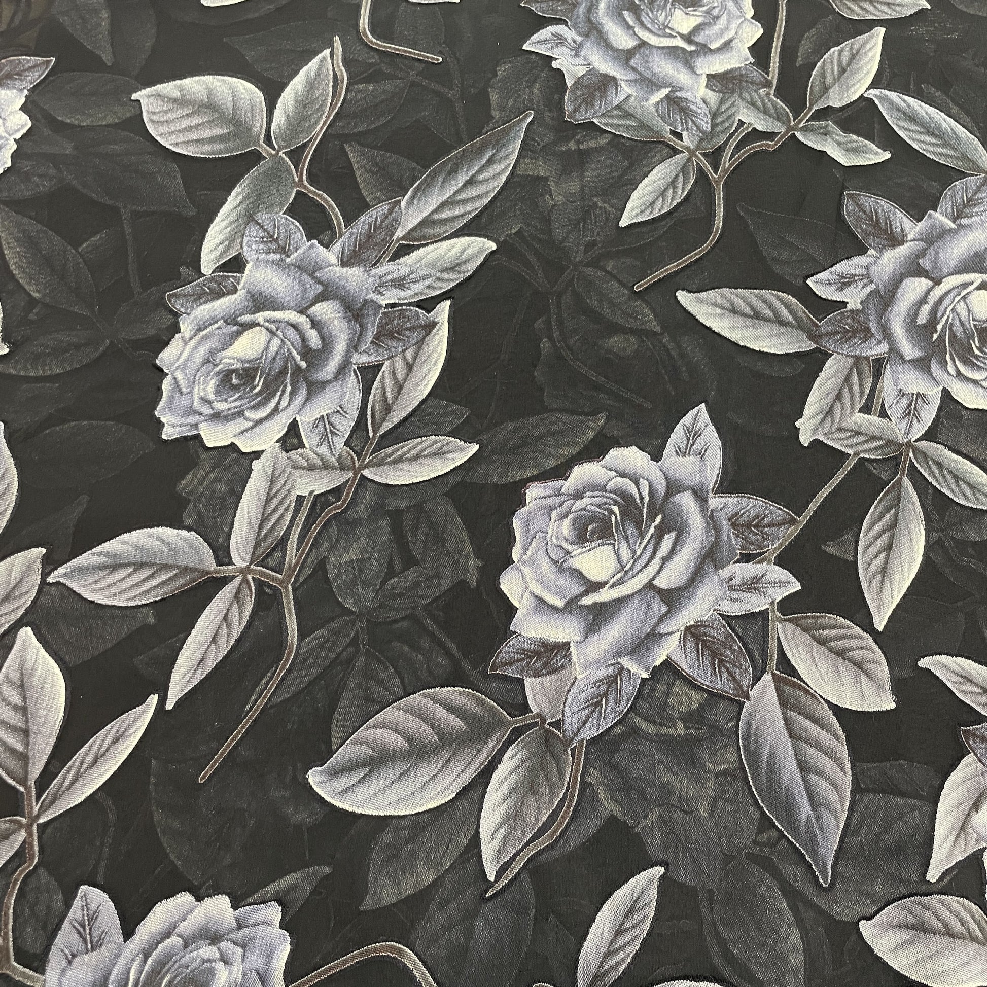 Black & Blue Floral Brasso Georgette Fabric