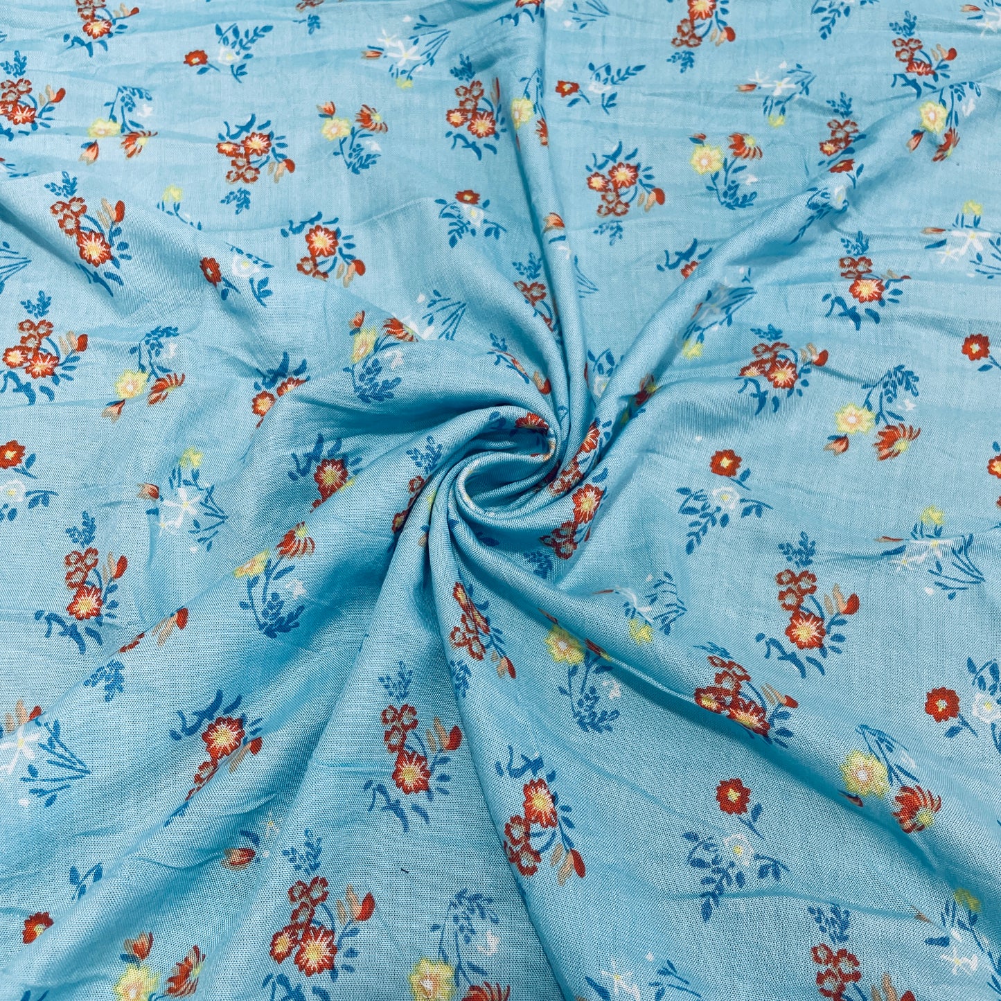 Blue Multicolor Floral Print Rayon Fabric - TradeUNO