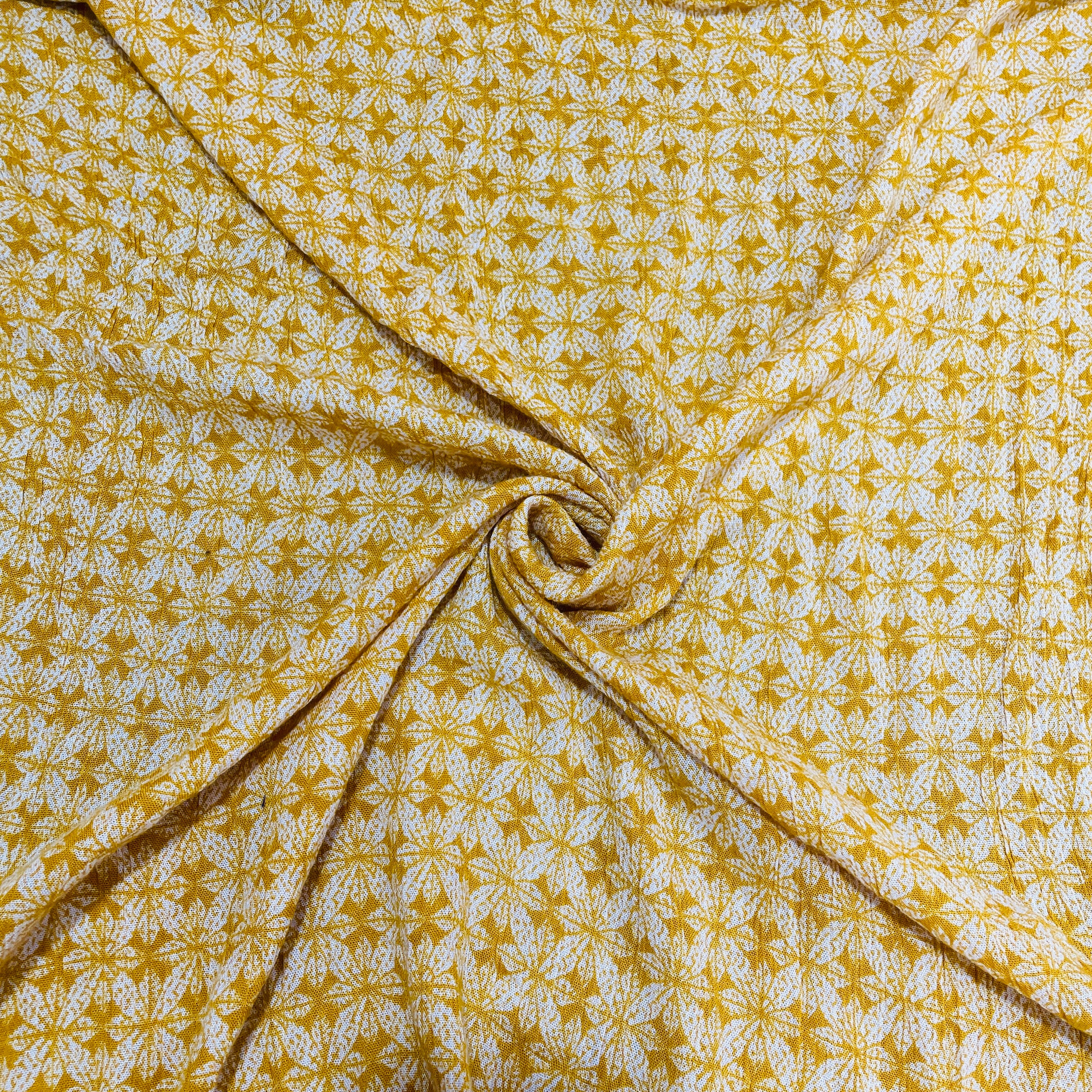 Yellow Geometerical Print Rayon Fabric - TradeUNO