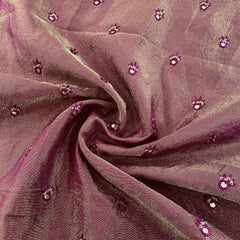 exclusive purple shimmer with mirror work sequence tissue fabric