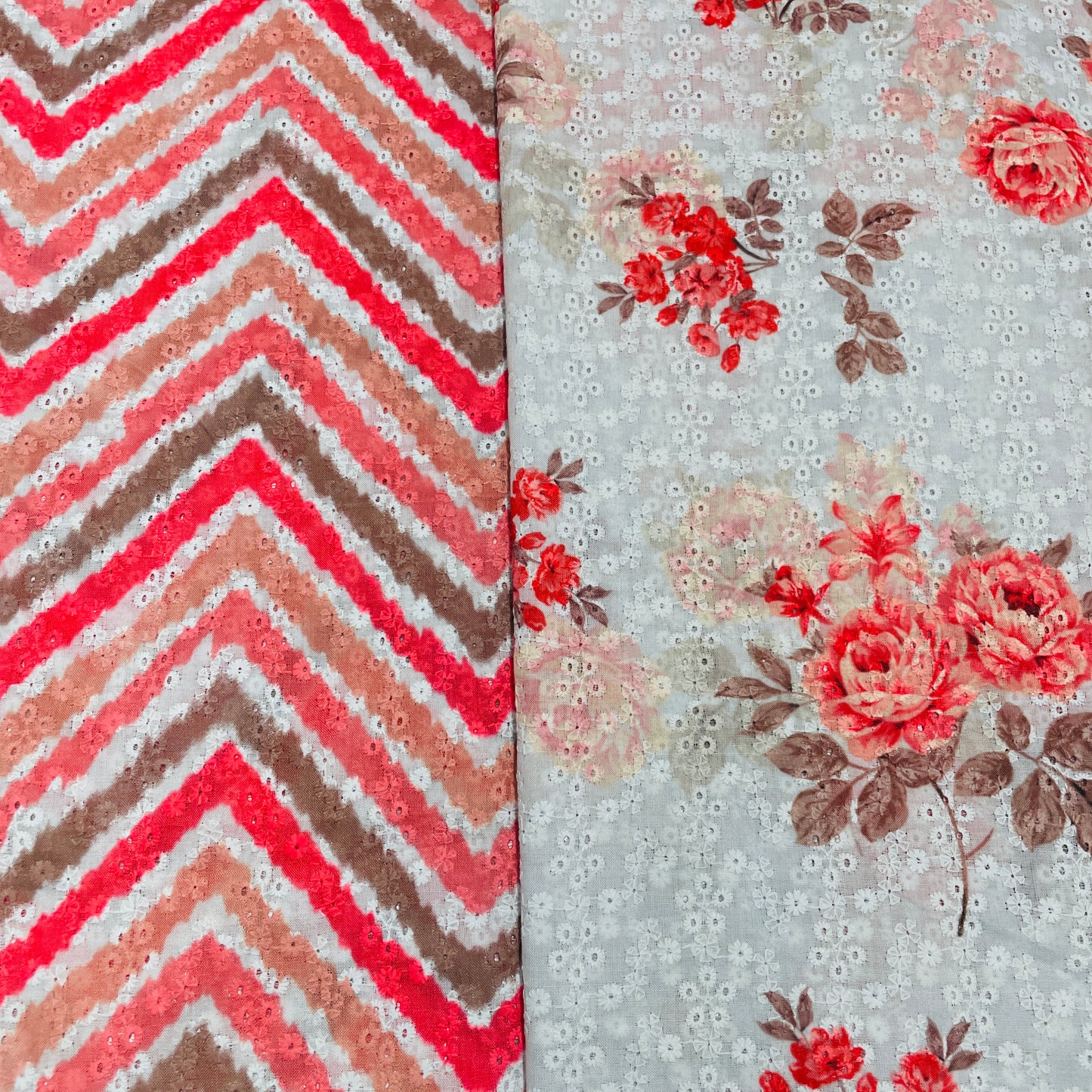 Pink Red Cotton Embroidery Mix Match Set - TradeUNO