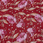 Classic Red Multicolor Floral Sequence Pearl Embroidery Natural Crape Fabric