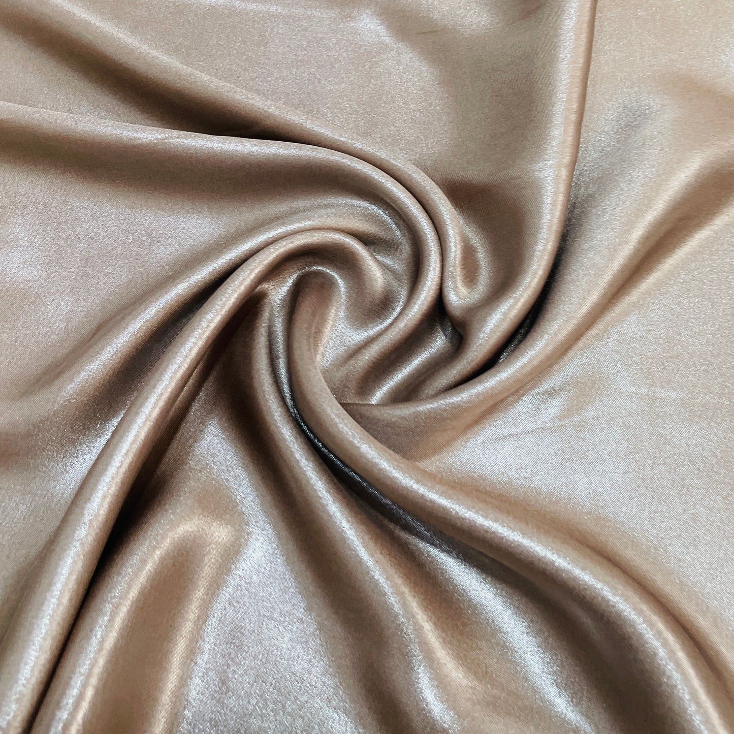 Light Brown Solid Silver Shimmer Georgette Satin - TradeUNO