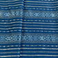 Classic Teal Blue Gold Stripes Foil Print Silk Fabric