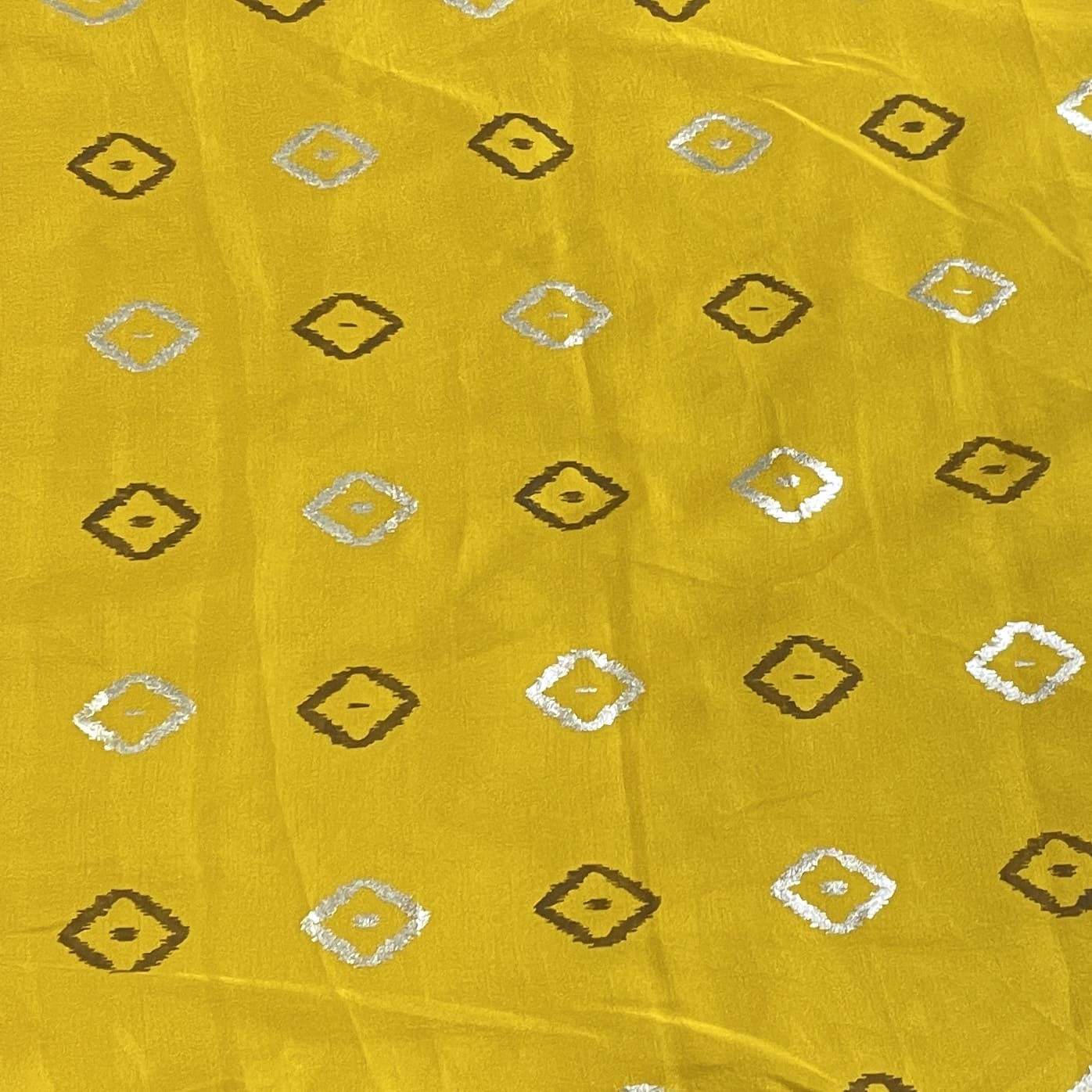 Classic Yellow Gold Foil Print Silk Fabric