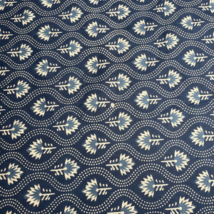 Navy Blue Dabu Print Cotton Fabric