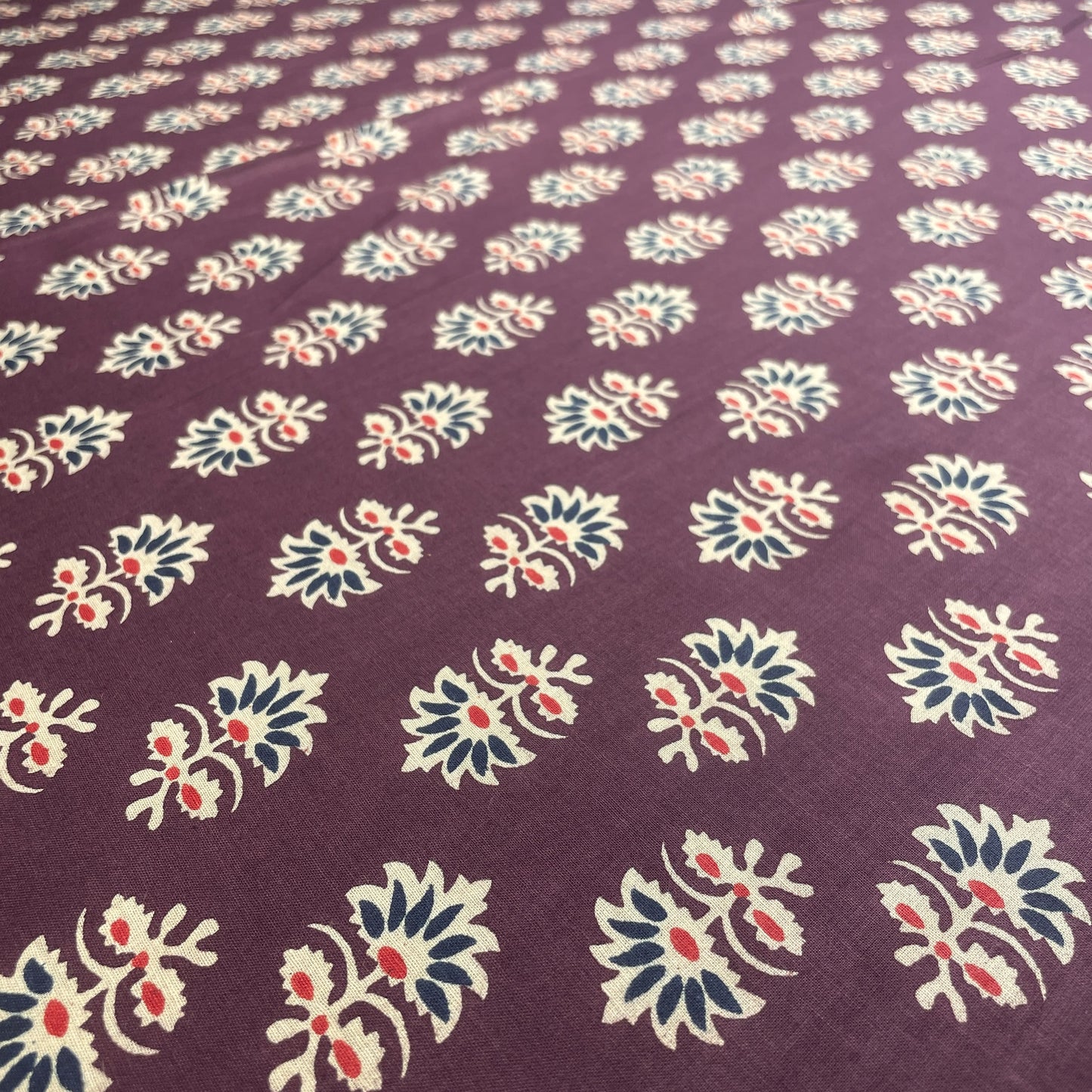 Maroon Handblock Print Cotton Fabric