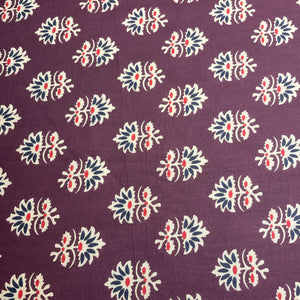 Maroon Handblock Print Cotton Fabric