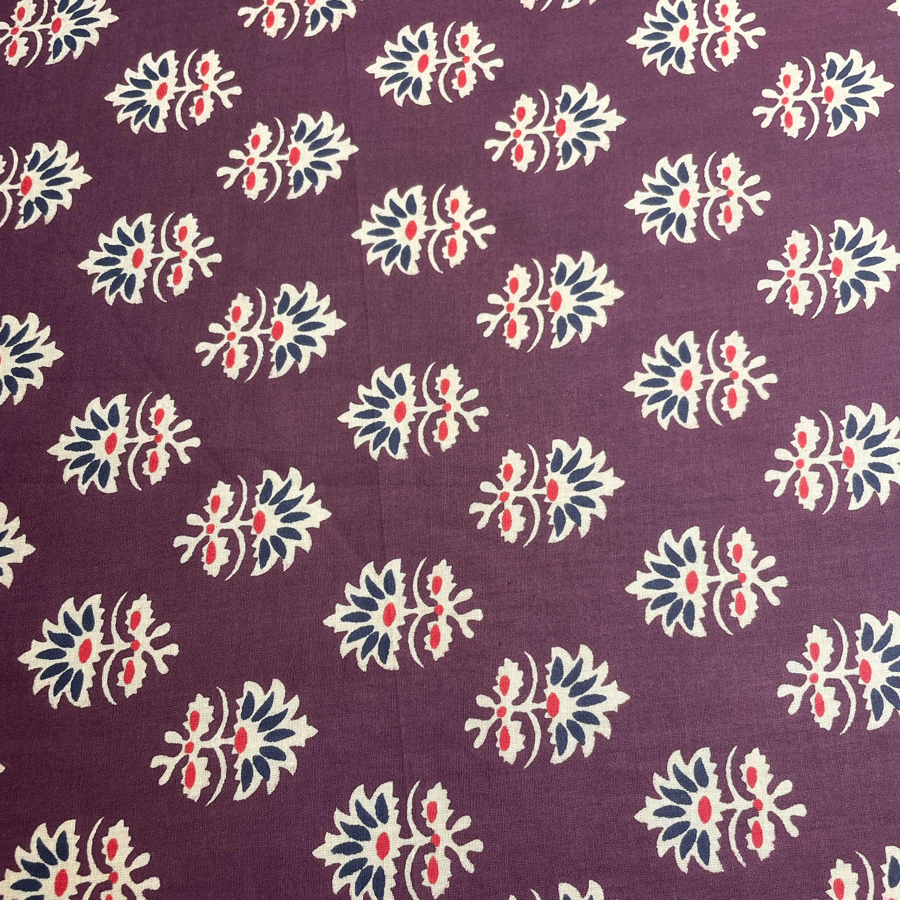 Maroon Handblock Print Cotton Fabric