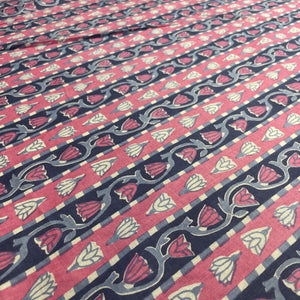Pink Blue Flower Print Cotton Fabric