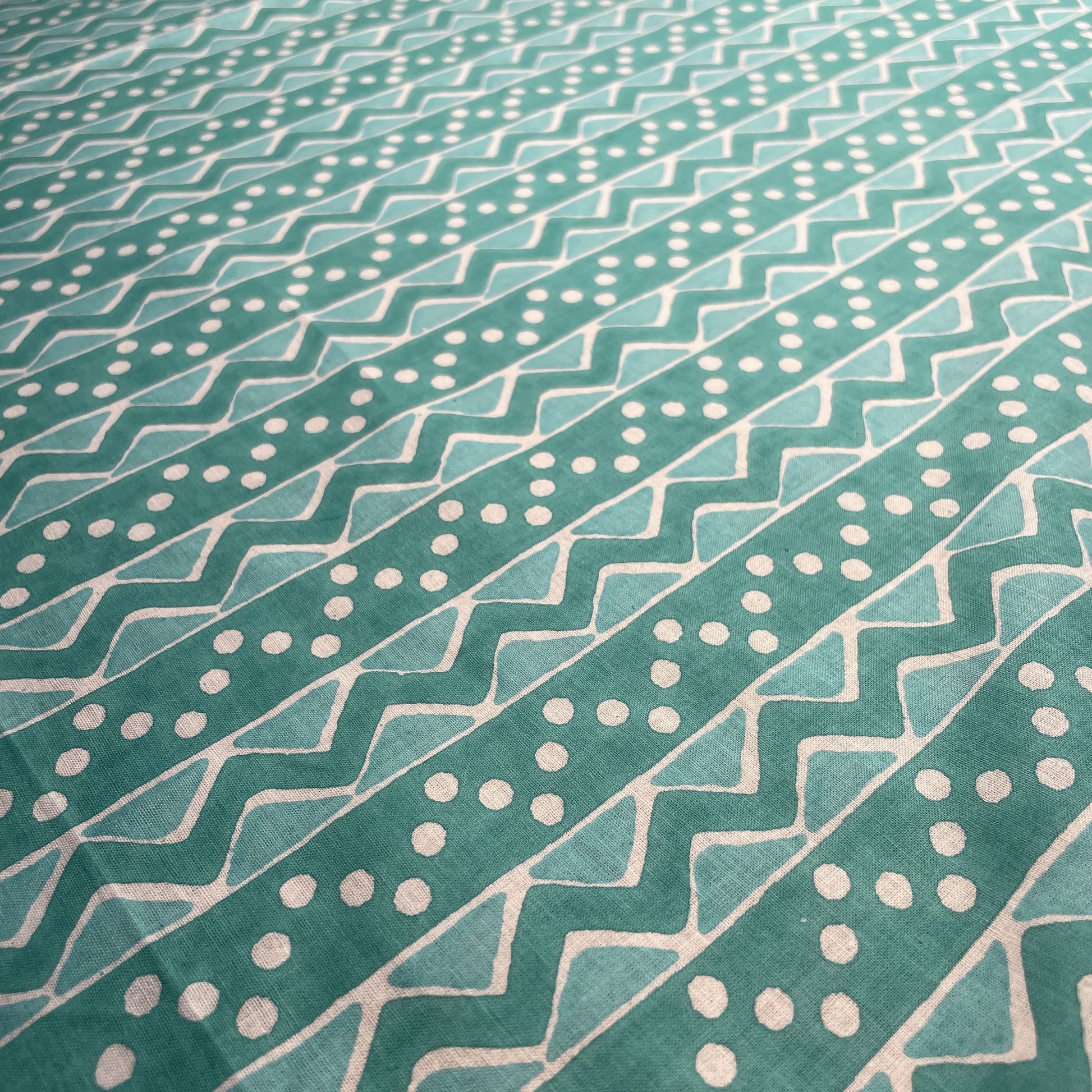 Sea Green Chevron Print Cotton Fabric
