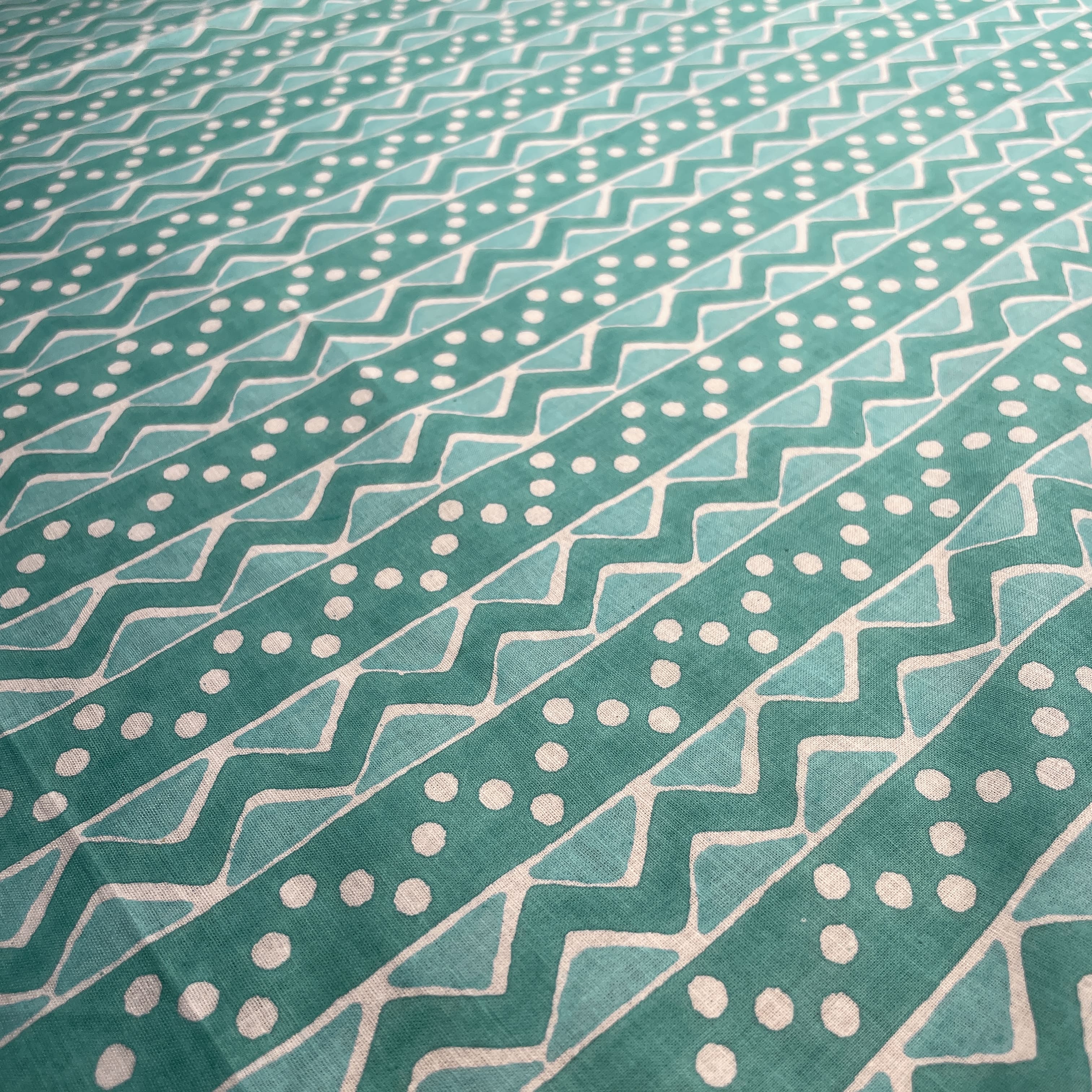 Sea Green Chevron Print Cotton Fabric