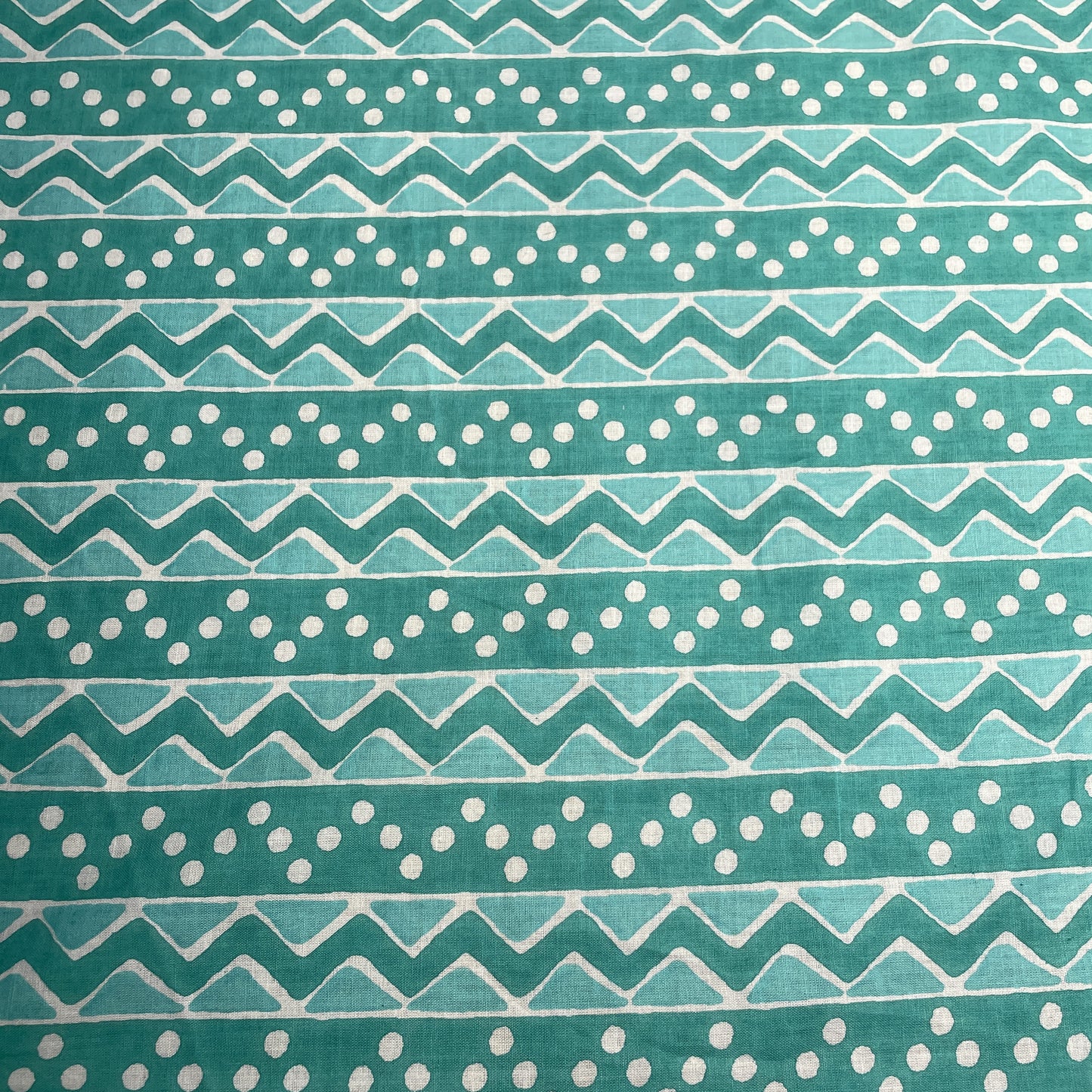 Sea Green Chevron Print Cotton Fabric