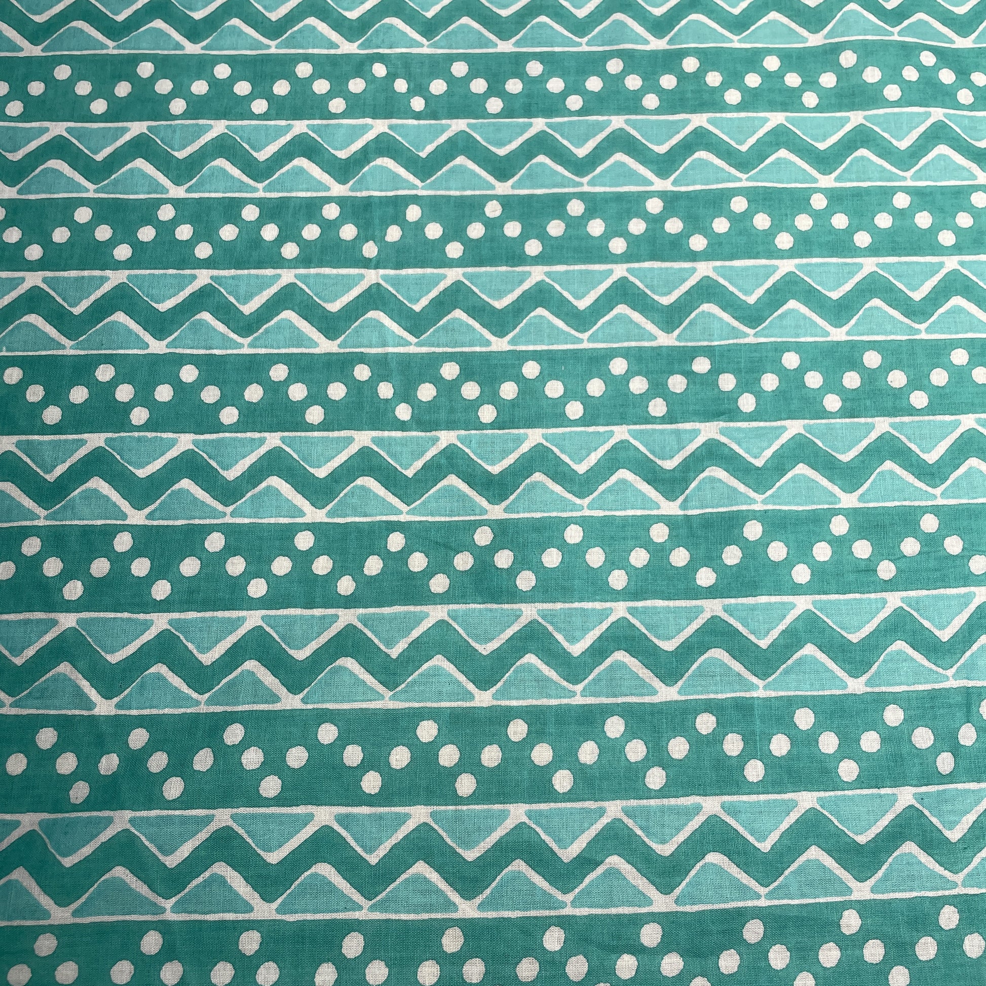Sea Green Chevron Print Cotton Fabric