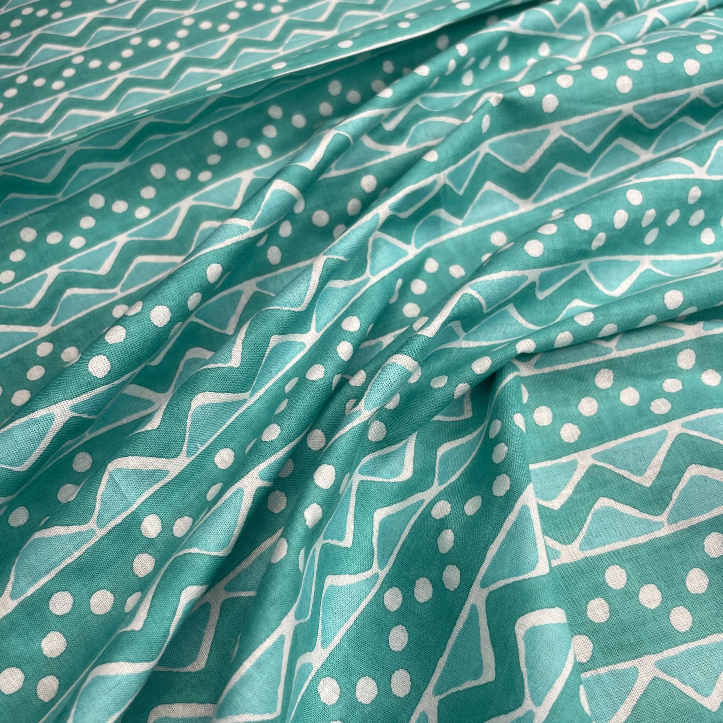 Sea Green Chevron Print Cotton Fabric
