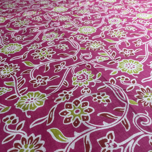 Pink Red Flower Print Cotton Fabric