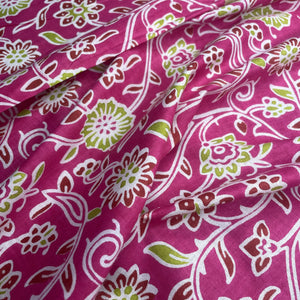 Pink Red Flower Print Cotton Fabric