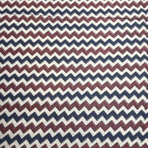 White Blue Chevron Print Cotton Fabric
