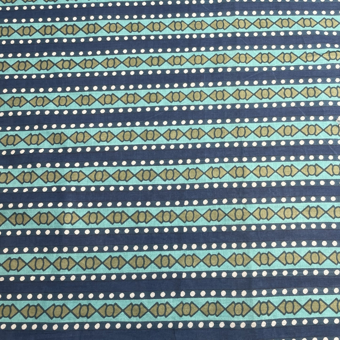 Blue Flower Stripes Print Cotton Fabric