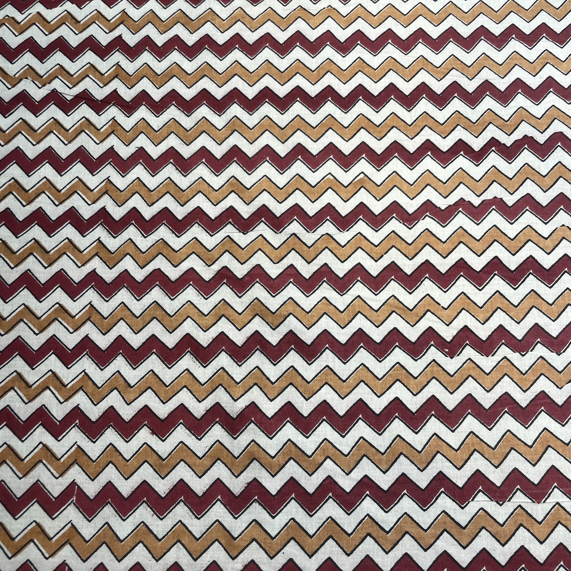 White Red Chevron Print Cotton Fabric