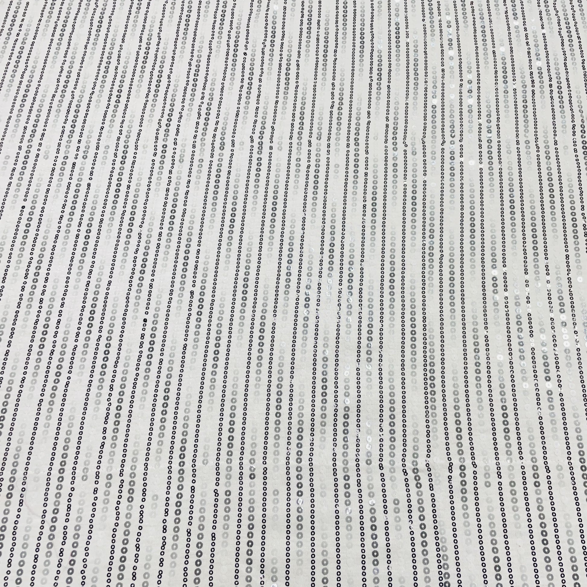 White Sequence Embroidery Knitted Lycra Fabric