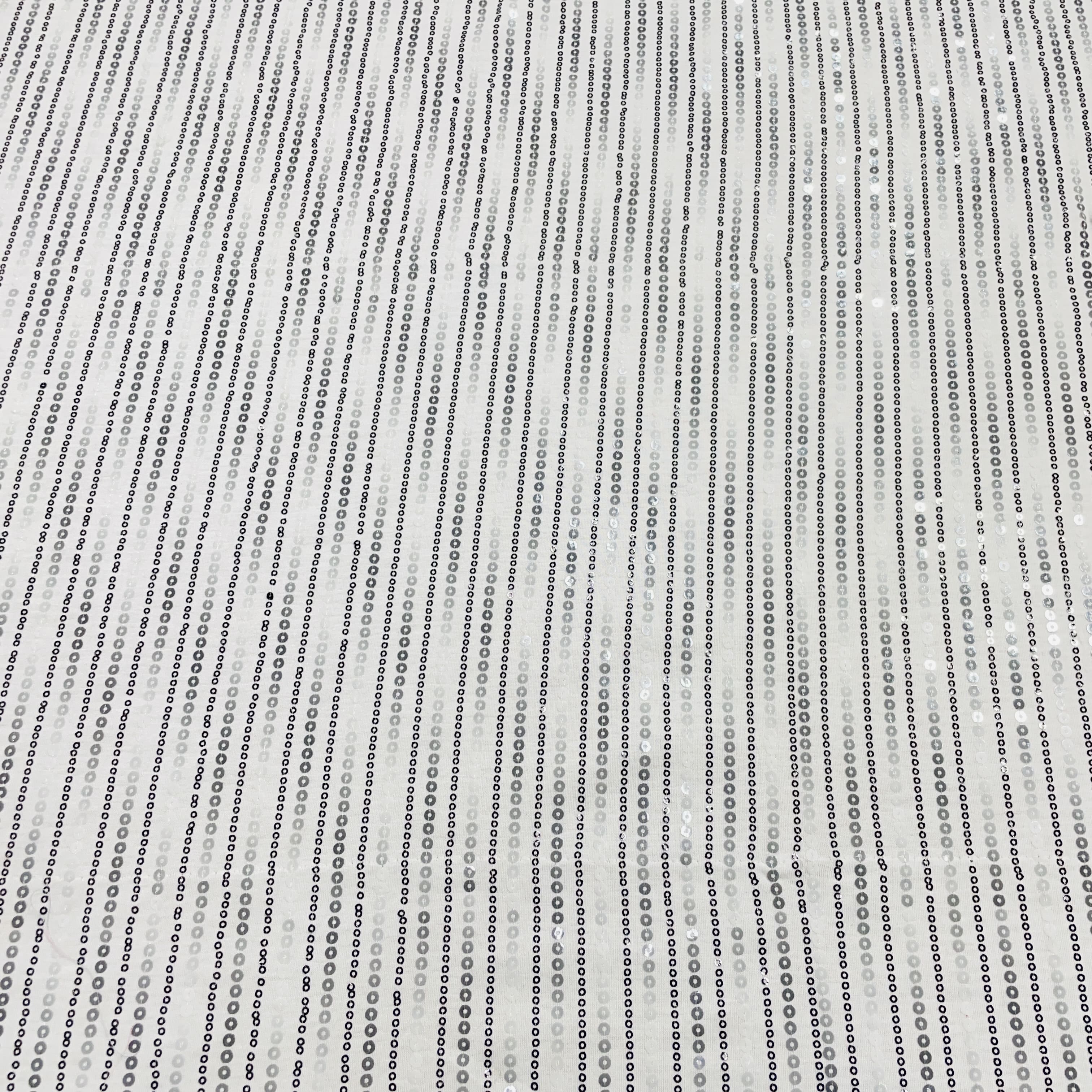 White Sequence Embroidery Knitted Lycra Fabric