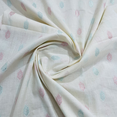 Off White & Multicolor With Lurex Cotton Fabric