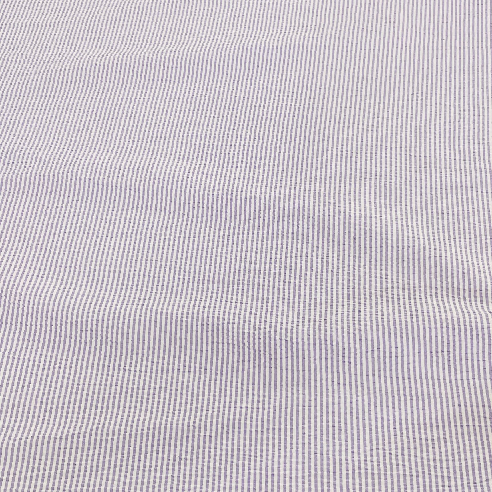 Classic White Lavender Stripe Seer Sucker Blended Cotton Fabric
