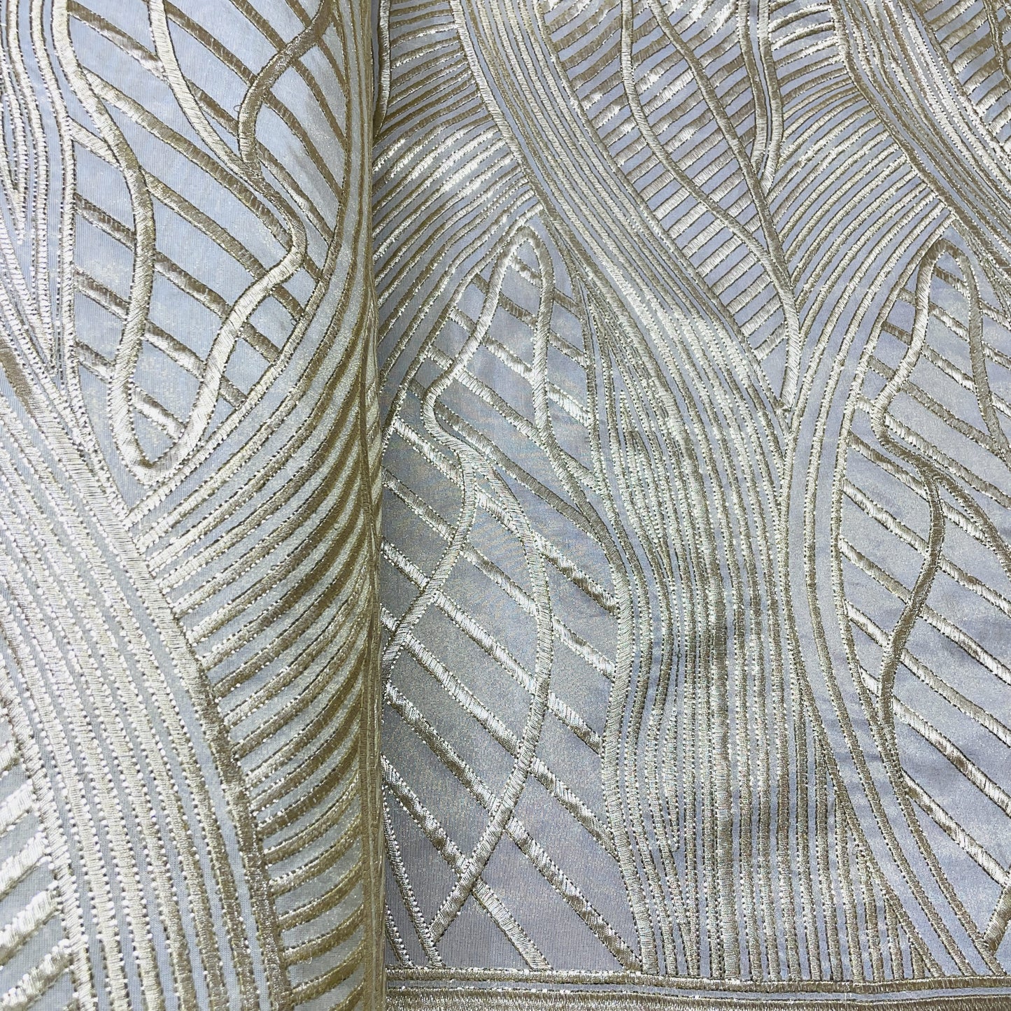 Classic  Golden Abstract Zari Thread Floral Sequence Viscose Tissue Fabric