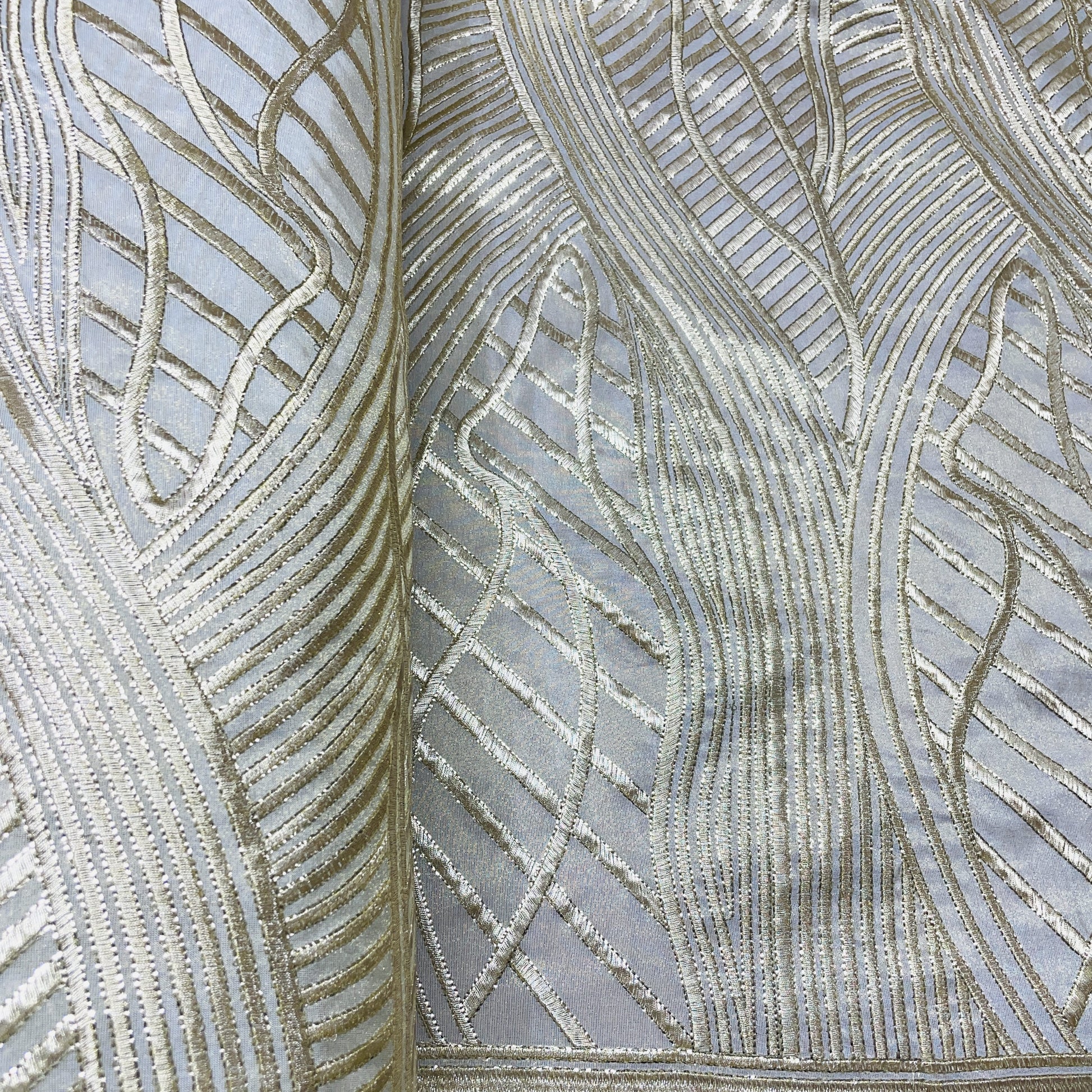 Classic  Golden Abstract Zari Thread Floral Sequence Viscose Tissue Fabric