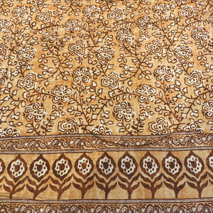Premium Mustard Yellow Bagru Border Print Muslin Fabric