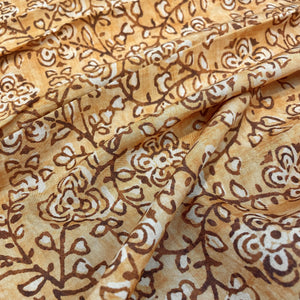 Premium Mustard Yellow Bagru Border Print Muslin Fabric